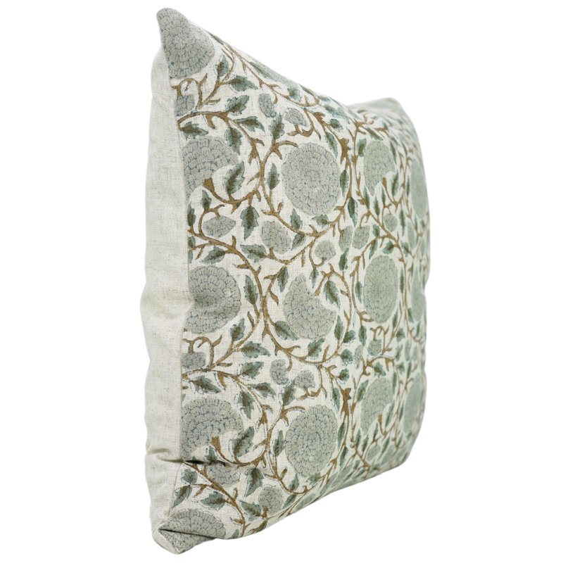 Housse de coussin en lin à motif de blocs Fab printine, printemps été (Karwachauth, gris), Carré, H 24 po x l 24 po
