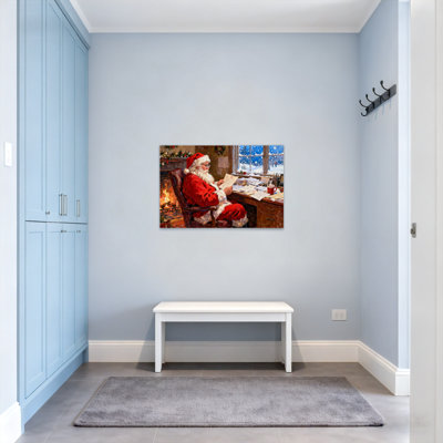 Christmas Santa Reading Letters By Fireplace