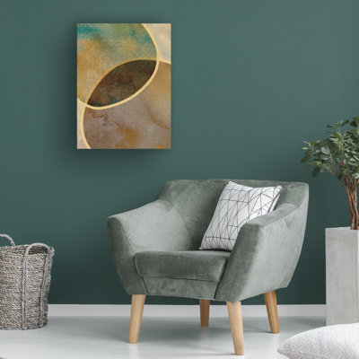 «Bilge Paksoylu Abstract Circles with Gold 2», reproduction sur toile