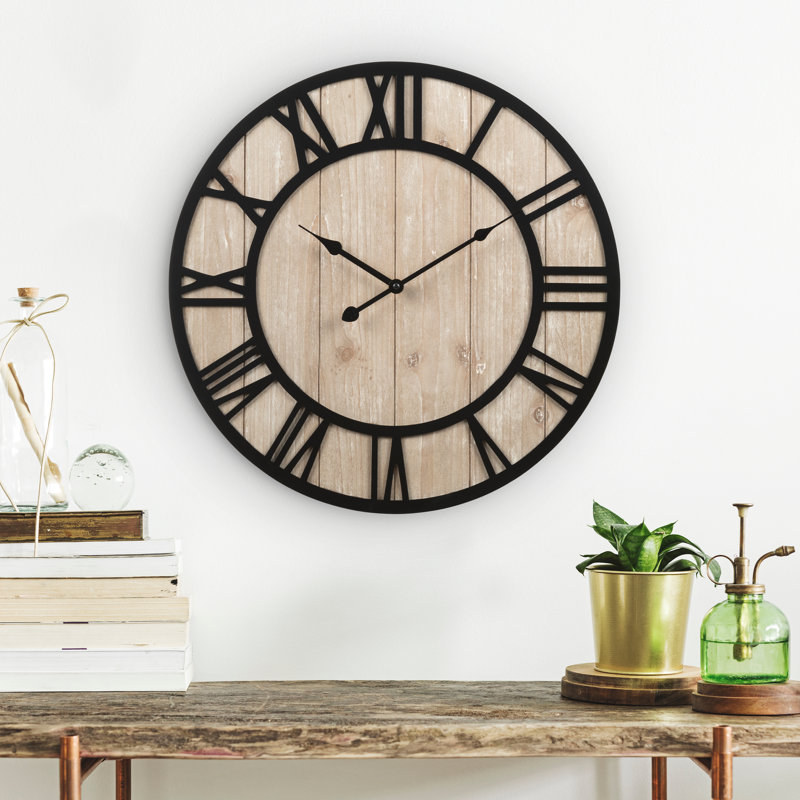 Avita 19.7-inch Harper Wood Quartz Wall Clock