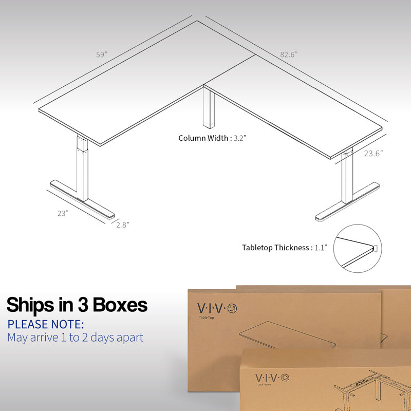 Bureau en coin électrique 83 "x 60", Gris foncé / Blanc