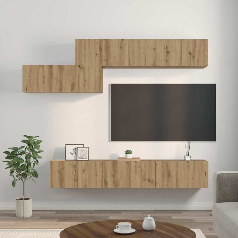 TV Cabinet Set With Drawer 7 Pcs 60 X 30 X 30 Cm, Artisan Oak