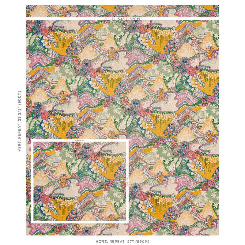 Schumacher x Clements Ribeiro Daisy Chain Fabric, Light Multi