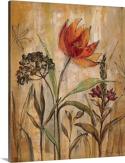 « aquarelle jardin i » par silvia vassileva,, reproduction d’art sur toile, H 20 po x l 16 po x P 1,25 po