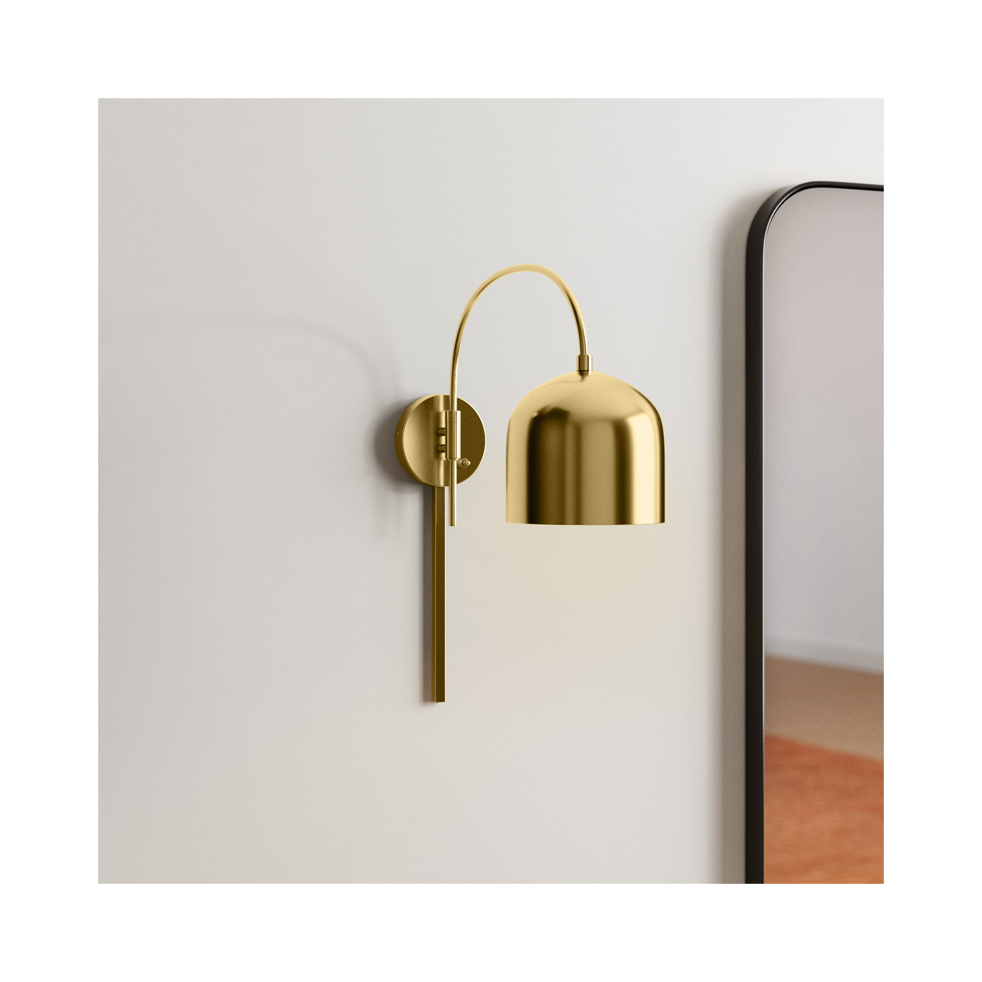 Rawlins Single Light Dimmable Plug-in Wall Sconces, Warm Brass