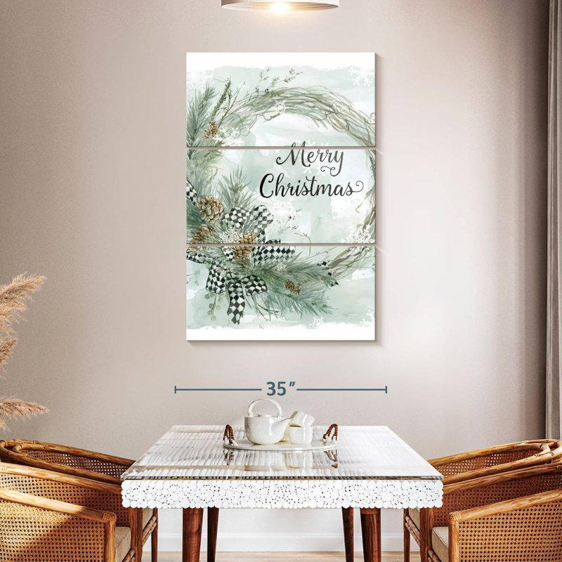 Couronne de pin Lelend Merry Christmas, H 50 po x l 32 po