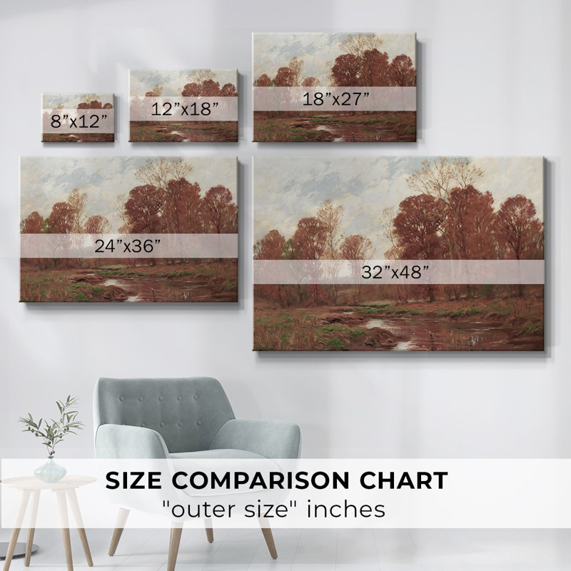 Paysage rétro - Cccxxxiv, H 13 po x l 19 po x P 1,5 po, Toile tendue
