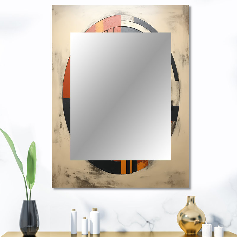 Abstrait géométrique Mid-Century rétro orange - Mid-Century, 40 po x 30 po