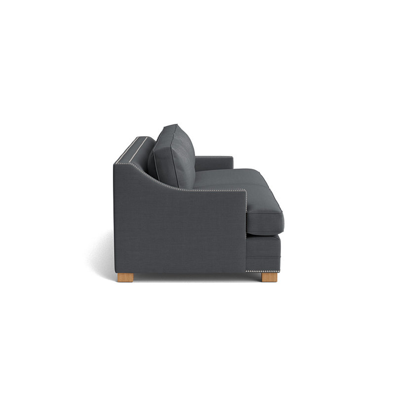 Canapé Keaton Slope avec clous 94, Brushed Nickel, Performance Linen - Charcoal, Natural