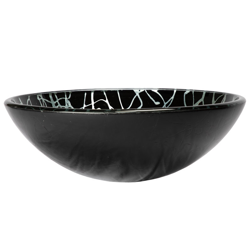Eden Bath Eden 16.75'' Black/Silver Tempered Glass Circular Bathroom Sink
