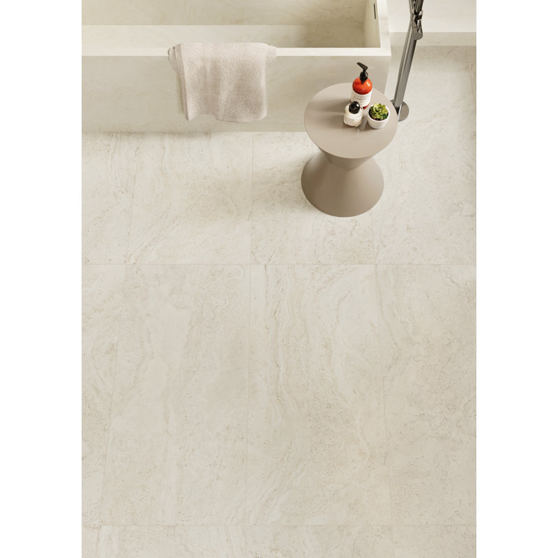 Modern Travertine 24" x 48" Large Format Porcelain Tile – Stone Look Wall & Floor, Gray