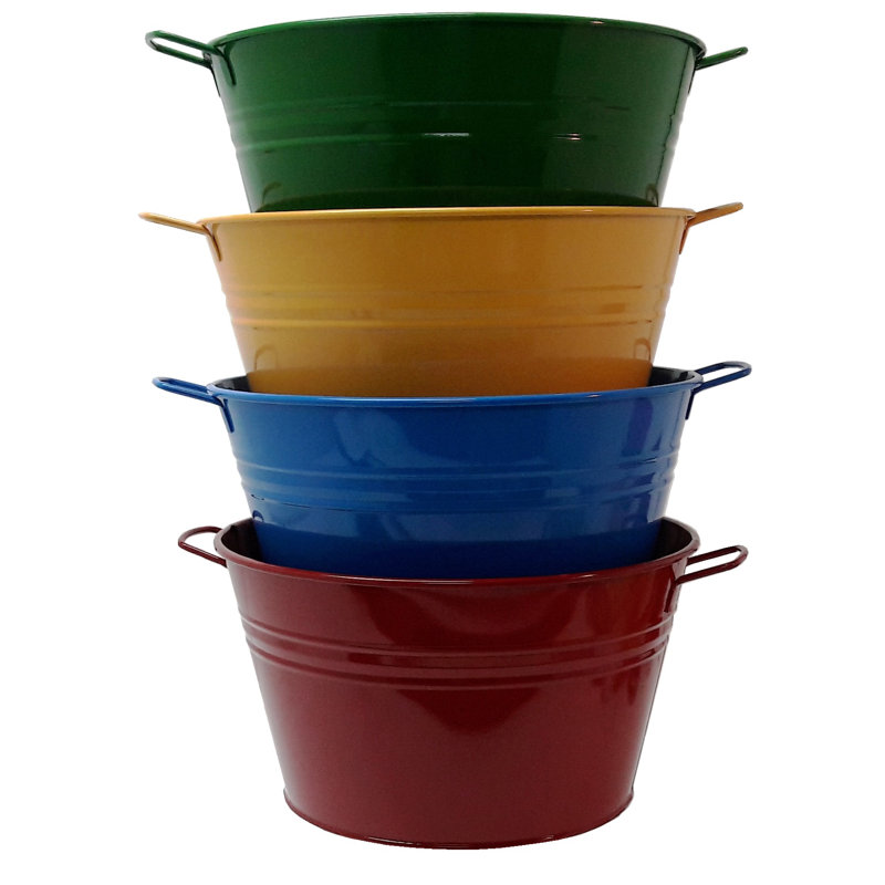 Ensemble de pots à fleurs en métal 4 pièces Olivia, Bleu / rouge / vert / jaune