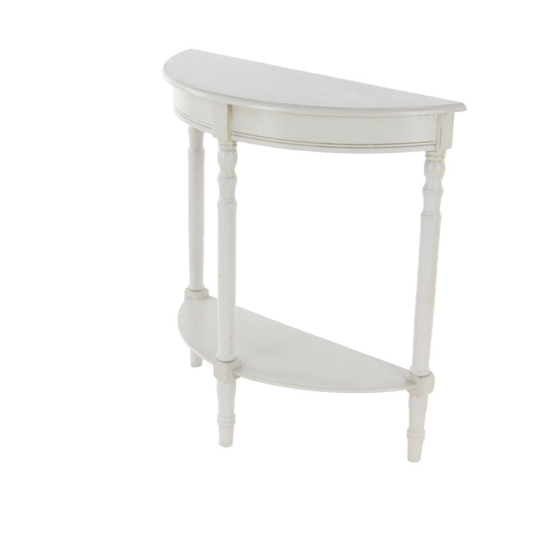 Mcbroom Wood Half Moon 1 Shelf Console Table, Light Gray