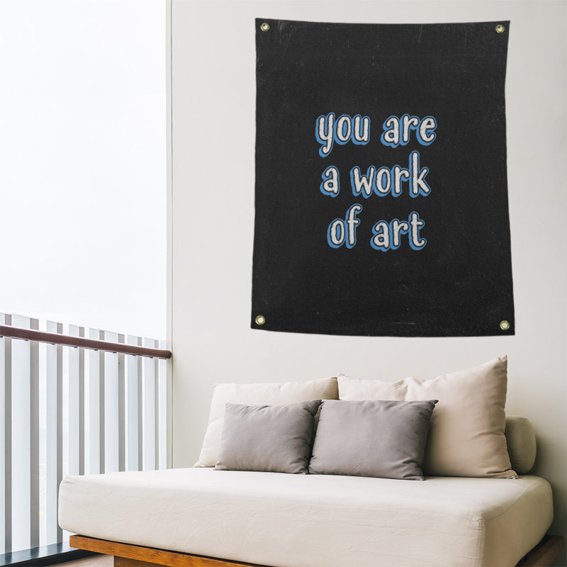 Tapisserie en polyester tableau noir quot, H 36 po x l 26 po, Bleu