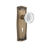 Crystal Meadows Interior Mortise Door Knob with Prairie Long Plate
