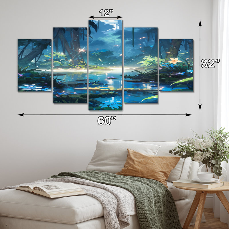 «Wild Jungle», reproduction sur toile - 5 panneaux