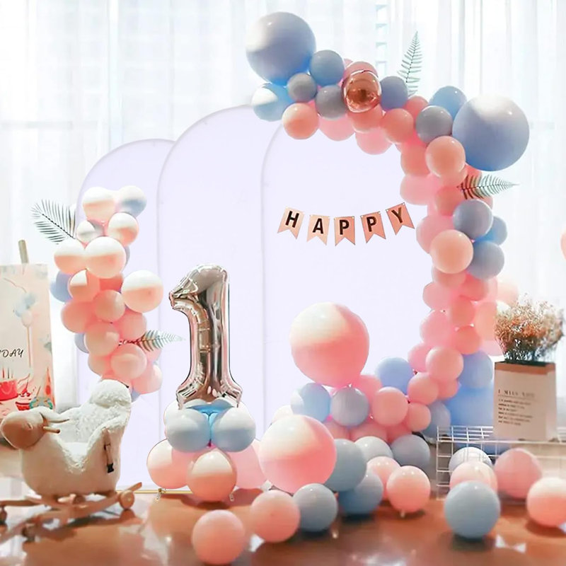 Ensemble de 3 arches de mariage, housse d'arche ajustée en spandex blanc pour le mariage, housses de support à fond rond Chiara pour décoration de fête d'anniversaire (4,9 pi et 5,9 pi)