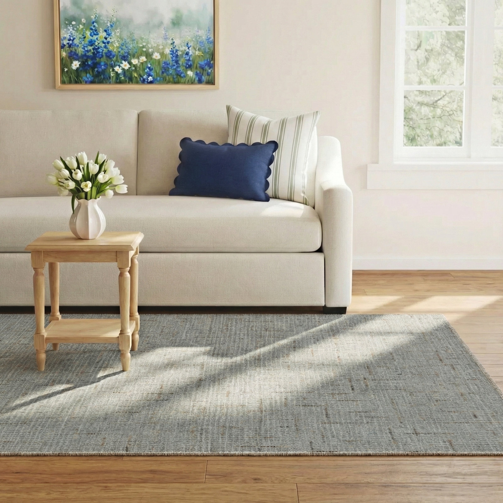 Caryville Light Gray Hand-Tufted Wool Rug, Rectangle 7'6" x 9'6"