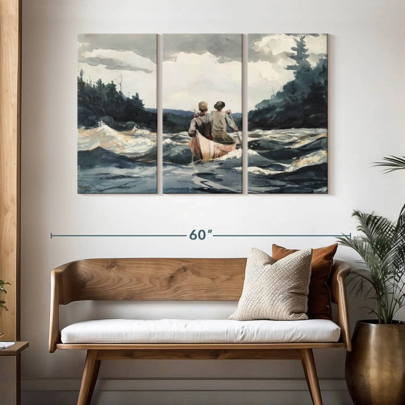 Mehar Canoe In Rapids, H 32 po x l 50 po