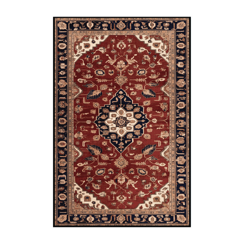 Machine Washable Persian Black Area Rug, Runner 2' x 4'