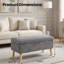 Banc de rangement en velours côtelé beige 32 pouces de large avec pieds en bois, boîte de rangement rabattable-130494594