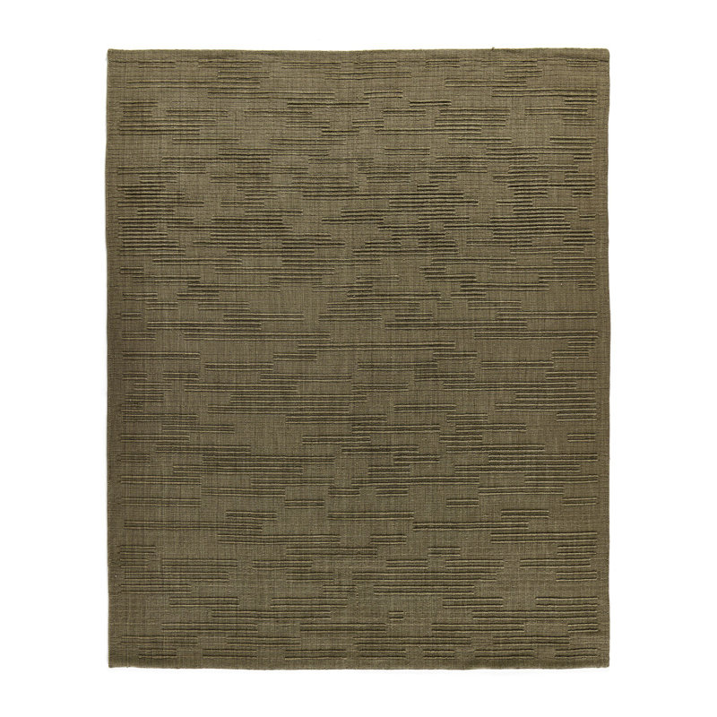 Geist Hand Loomed Wool Solid Color Area Rug in Green, Olive, Rectangle 10' x 14'