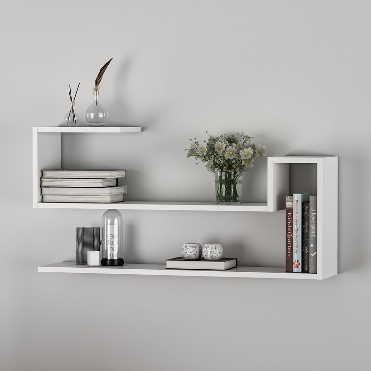 Creative Punch Free Floating Shelves For Wall, 2 Cute Figure, Wall