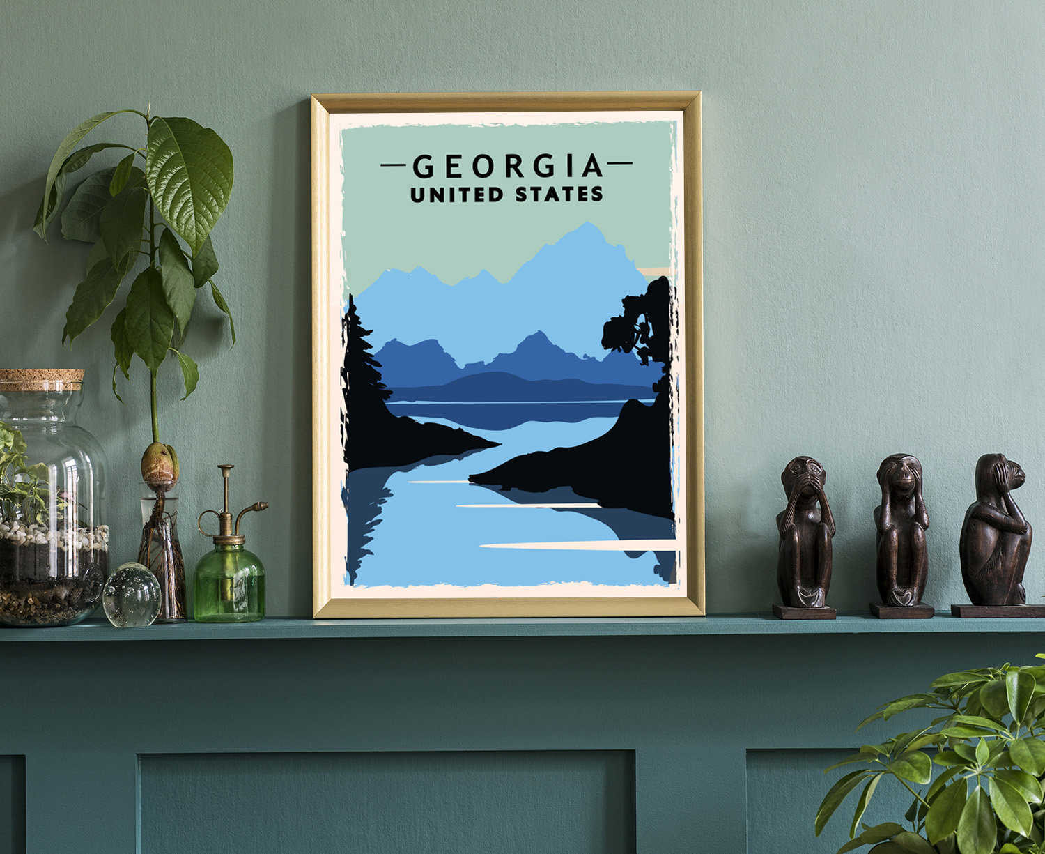 Georgia Retro Style State Travel Poster, Vintage Unframed Print, Home and  Office Wall Art