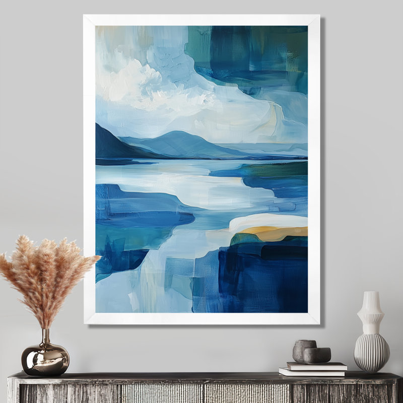 Nyri - Paysages, art mural, salon, H 44 po x l 34 po, Picture Framed, Blanc