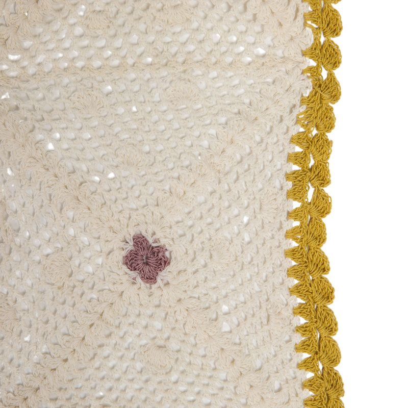 Multicolor Hand-Woven Cotton Crocheted Throw Blanket with Diamond Pattern