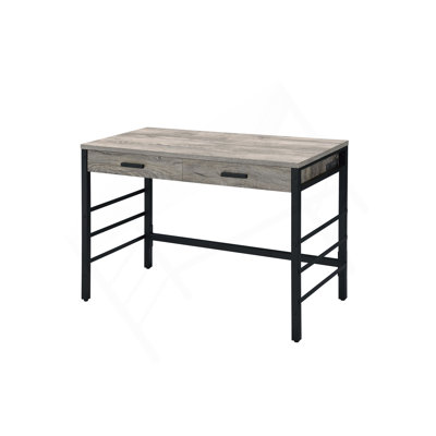 Disho  Light Weathered Oak  Black Finish Writing Desk W/USB