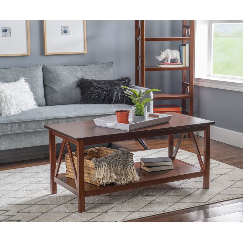 Soule 4 Legs Coffee Table with Storage, Antique Tobacco