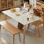 Blanc, table de salle à manger rectangulaire en bois massif et pierre frittée Burlywood-750424552