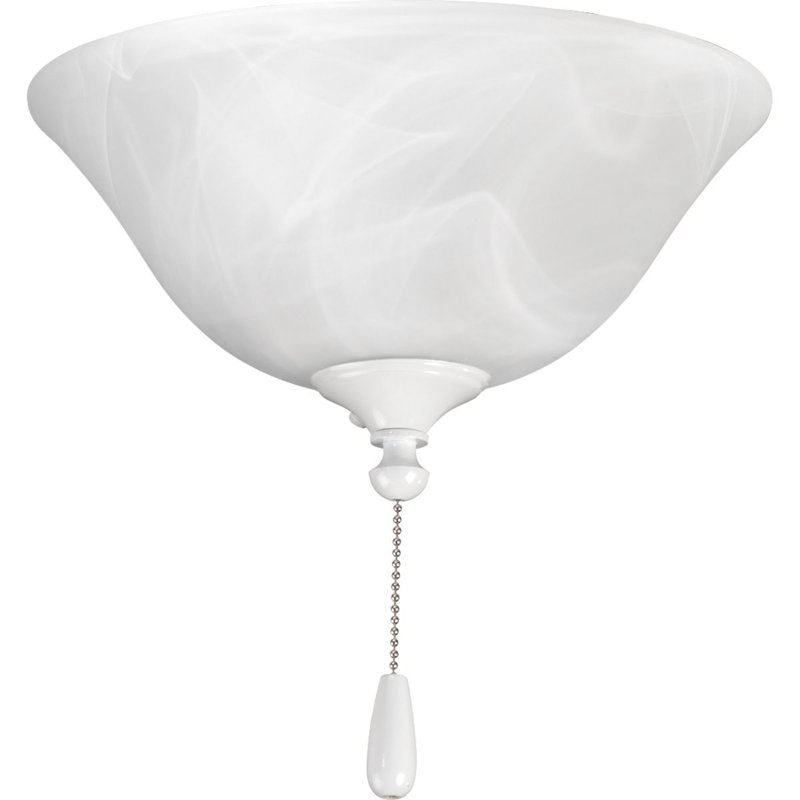 Ventilateur de plafond universel 2 lumières, Nickel brossé / Blanc