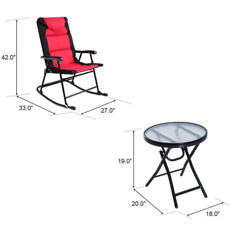 2 - Person Patio Conversation Set, Black/Red
