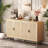62.2'' Four-door Sideboard With Rattan Doors and Adjustable Storage Racks-1886697291
