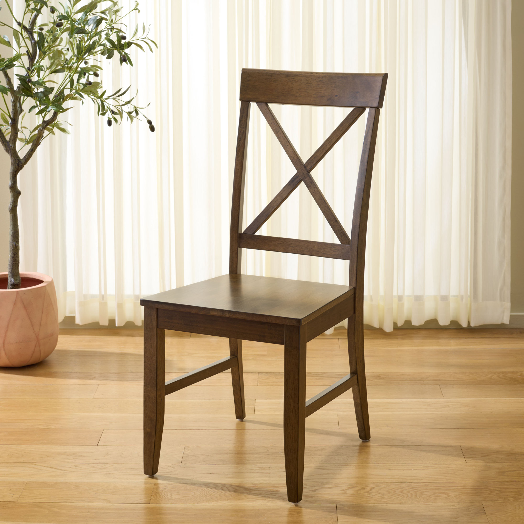 Cierra X-Back Side Chair, Dark Oak