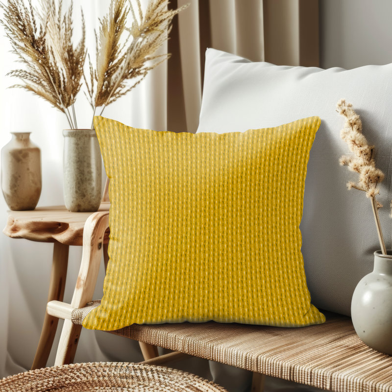 Housse de coussin, Rayure dorée, H 17,5 po x l 17,5 po