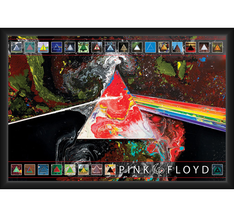  Officiellement sous licence Pink Floyd - Dark Side 40th - affiche d'art encadrée - 24 x 36 po - cadre en bois d'ingénierie robuste avec verre plexi - prêt à être accroché
