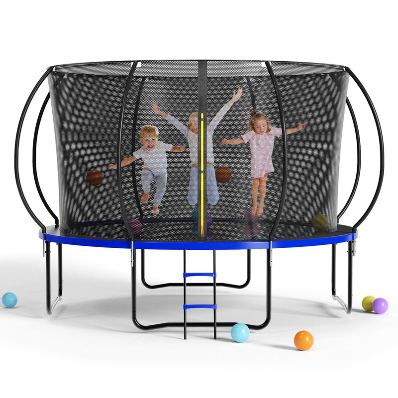 Grand trampoline extérieur de 14 pi avec filet de sécurité intérieur, échelle, rembourrage en PVC pour enfants