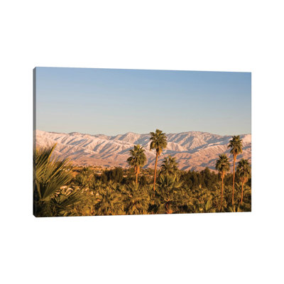 USA, California, Palm Springs. Palms And San Bernardino Mountains, Sunrise by Walter Bibikow - Print on Canvas