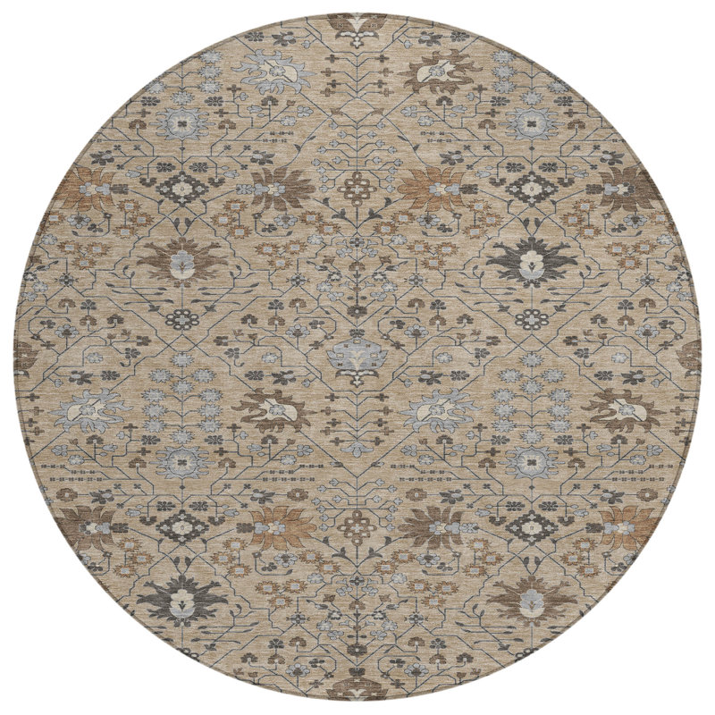 Elara Taupe Washable Indoor-Outdoor Rug - , 2'3" x 7'6"