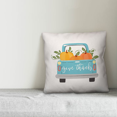  Give Thanks Harvest Truck Throw Pillow