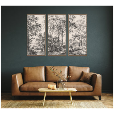 "Wooded 1648 Antonie Waterloo", ensemble de 3 toiles encadrées par Nostalgia