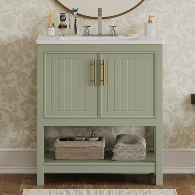 30'' Single Bathroom Vanity With Ceramic Sink Top