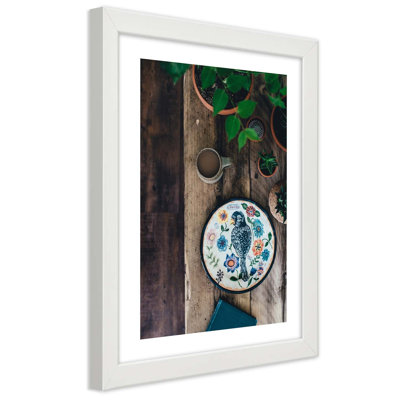 Embroidered Bird - Single Picture Frame Print