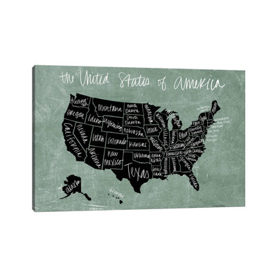 Chalk USA Map by Kyra Brown - Wrapped Canvas Gallery-Wrapped Canvas Giclée