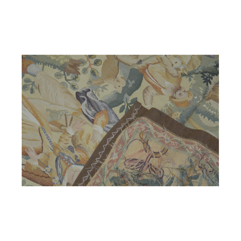 Hand-Knotted High-Quality Gold and Green Area Rug