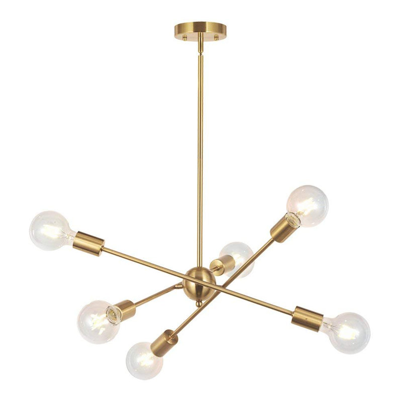 Lustre sphérique spoutnik 6 lumières Hairston, Laiton brossé