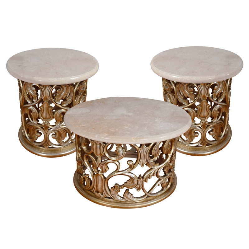 Emanuella 3 - Piece Solid Wood Living Room Table Set